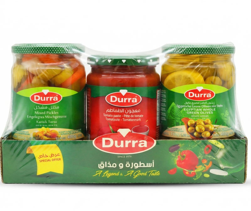 درة عرض رمضان ( معجون طماطم 650 جم + زيتون بيكوال 700 جم + مخلل مشكل 720 جم) - Image 1